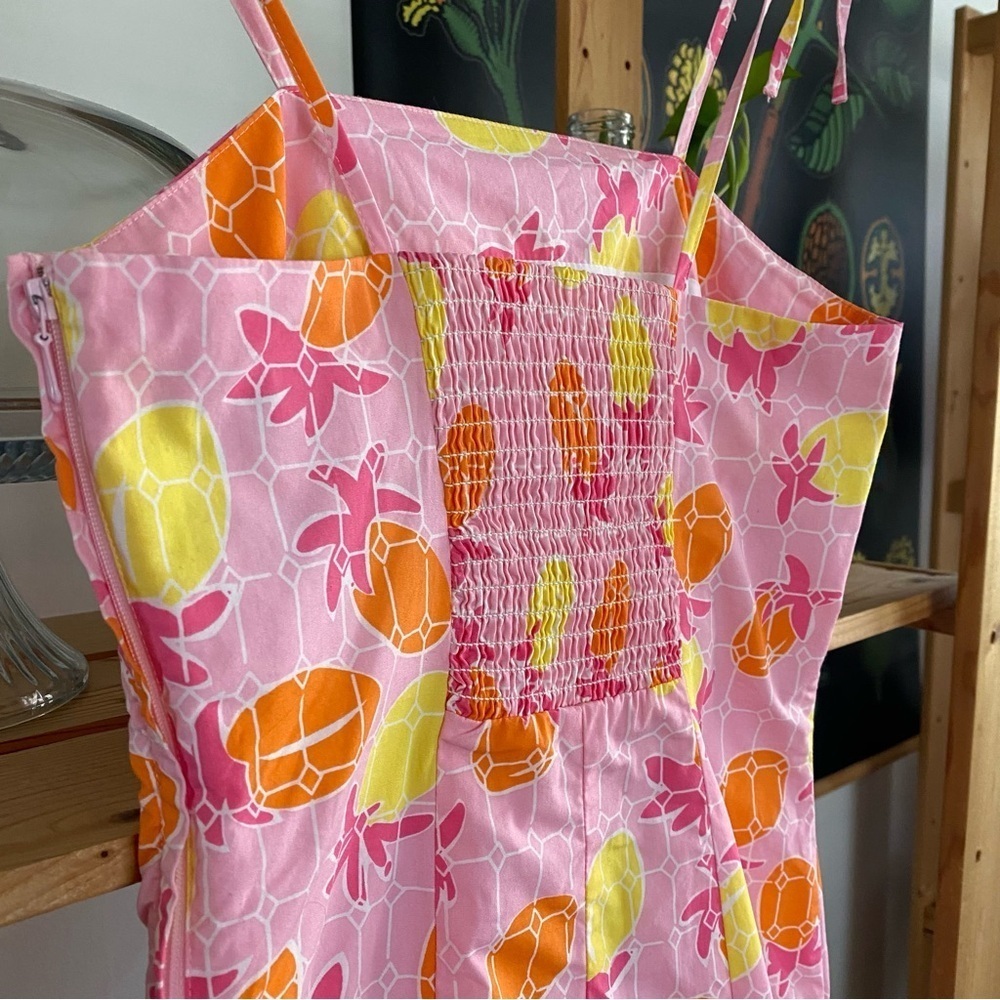 Lilly Pulitzer Vintage Pink Yellow Orange Pineapple Tile Print Mini Dress 0 - Picture 11 of 15